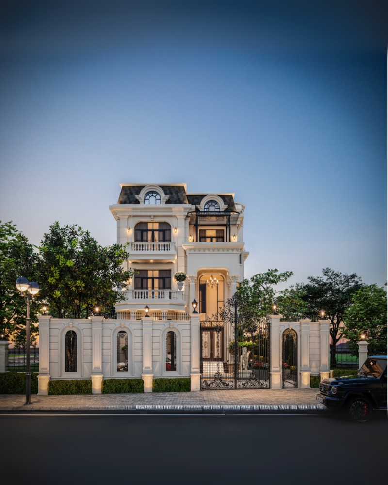 Biệt thự Mr. Thành – Cổ điển 3 tầng mái Mansard tại Bắc Giang
