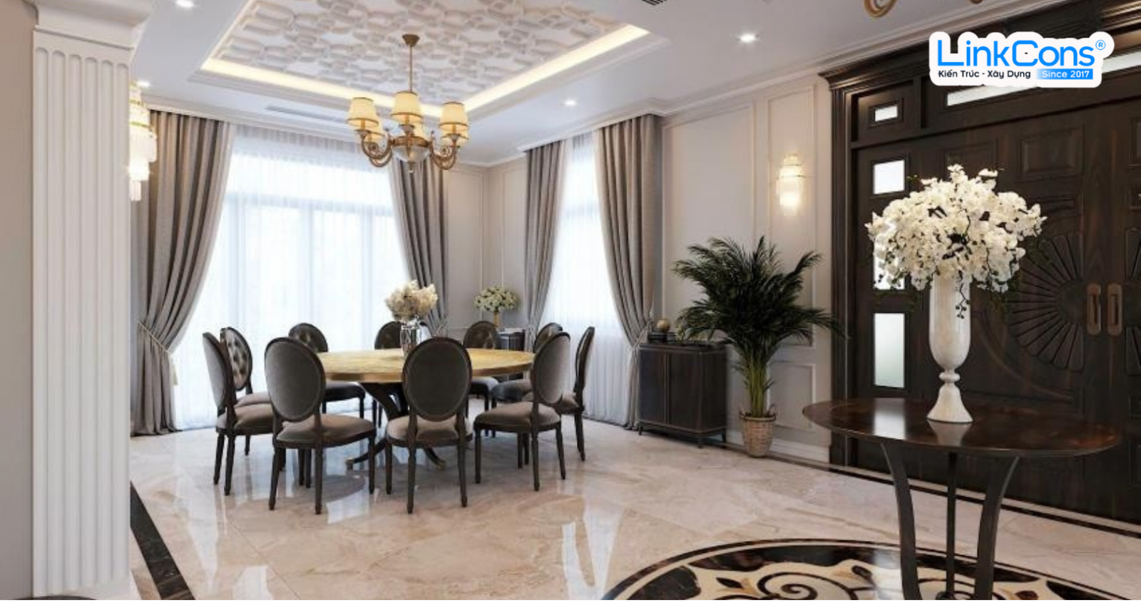 Biệt thự tân cổ điển mái Masard bề thế- Linkcons